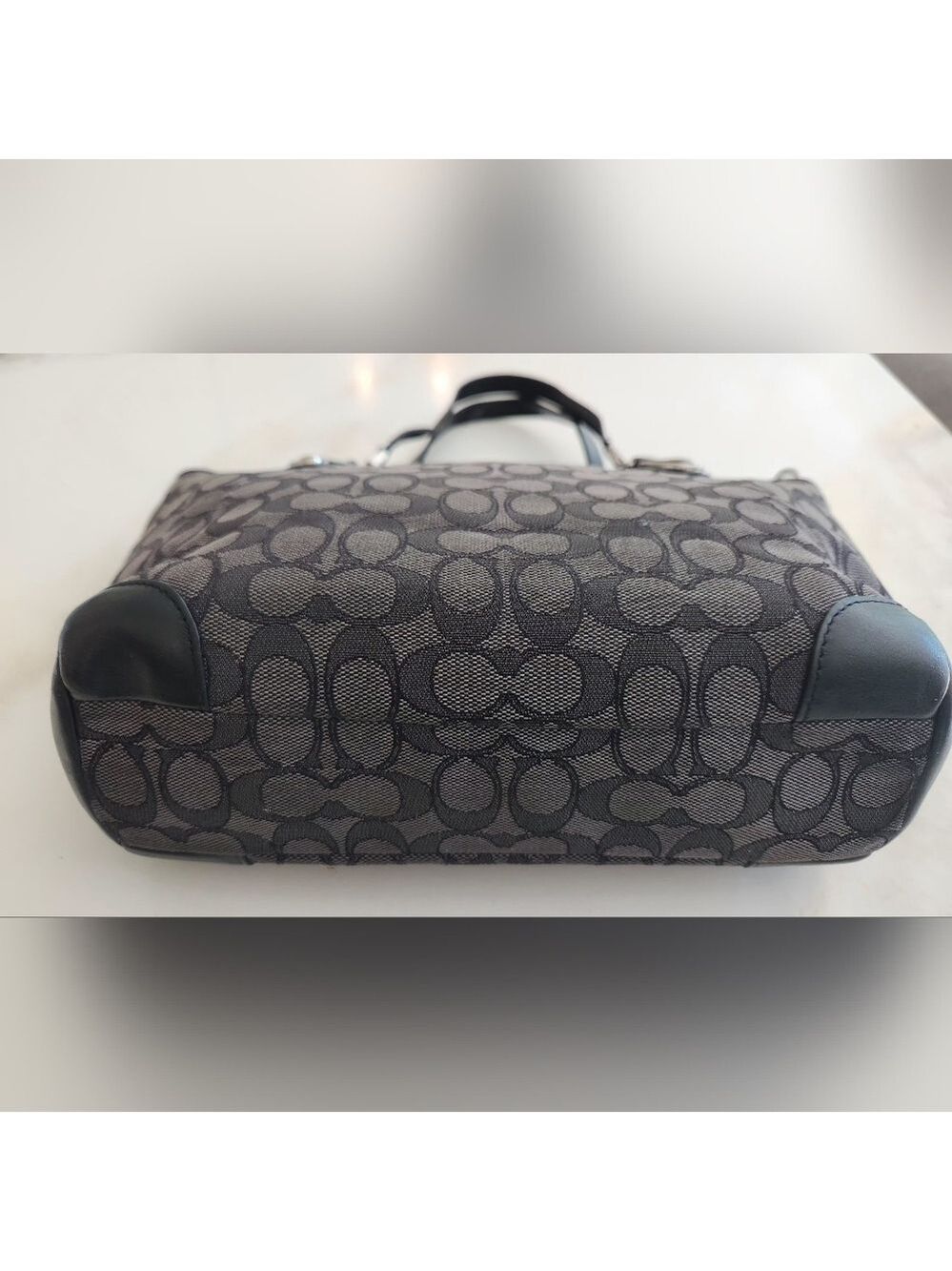 Coach Black and Gray Signature Canvas Shoulder Bag - Picture 2 of 15